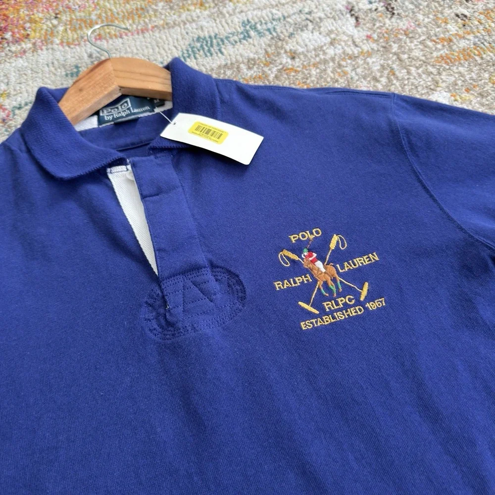 Polo Ralph Lauren RLPC Crest Embroidery Short Sleeve Rugby Shirt Mens Medium